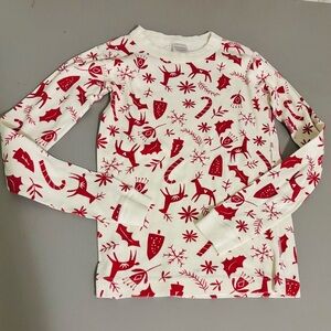 Hanna Andersson Red White Holiday Christmas Long Sleeve pajama top Sz 12